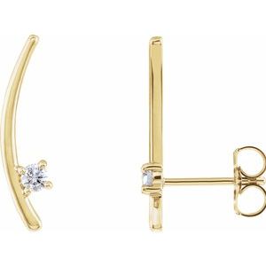 14K Yellow Gold 1/8 CTW Natural Diamond Ear Climbers