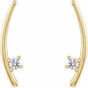 14K Yellow Gold 1/8 CTW Natural Diamond Ear Climbers
