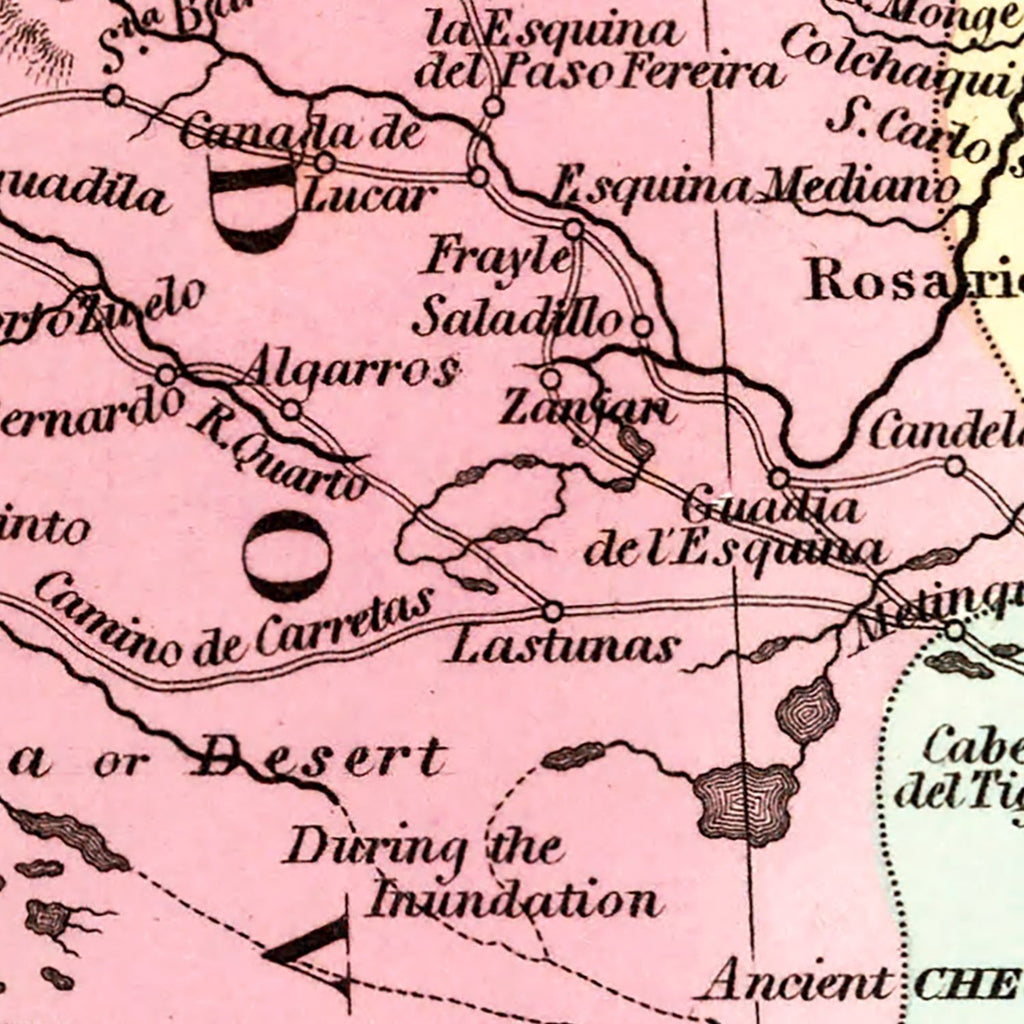 Vintage Map of Chile, Argentina And Uruguay 1842