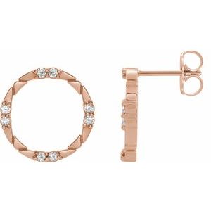 14K Rose Gold 1/5 CTW Natural Diamond Geometric Earrings