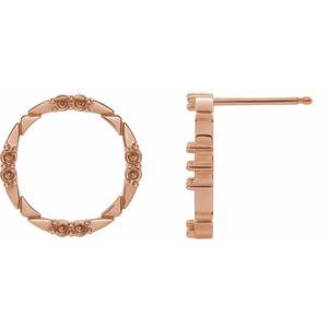 14K Rose Gold Geometric Earring Mounting