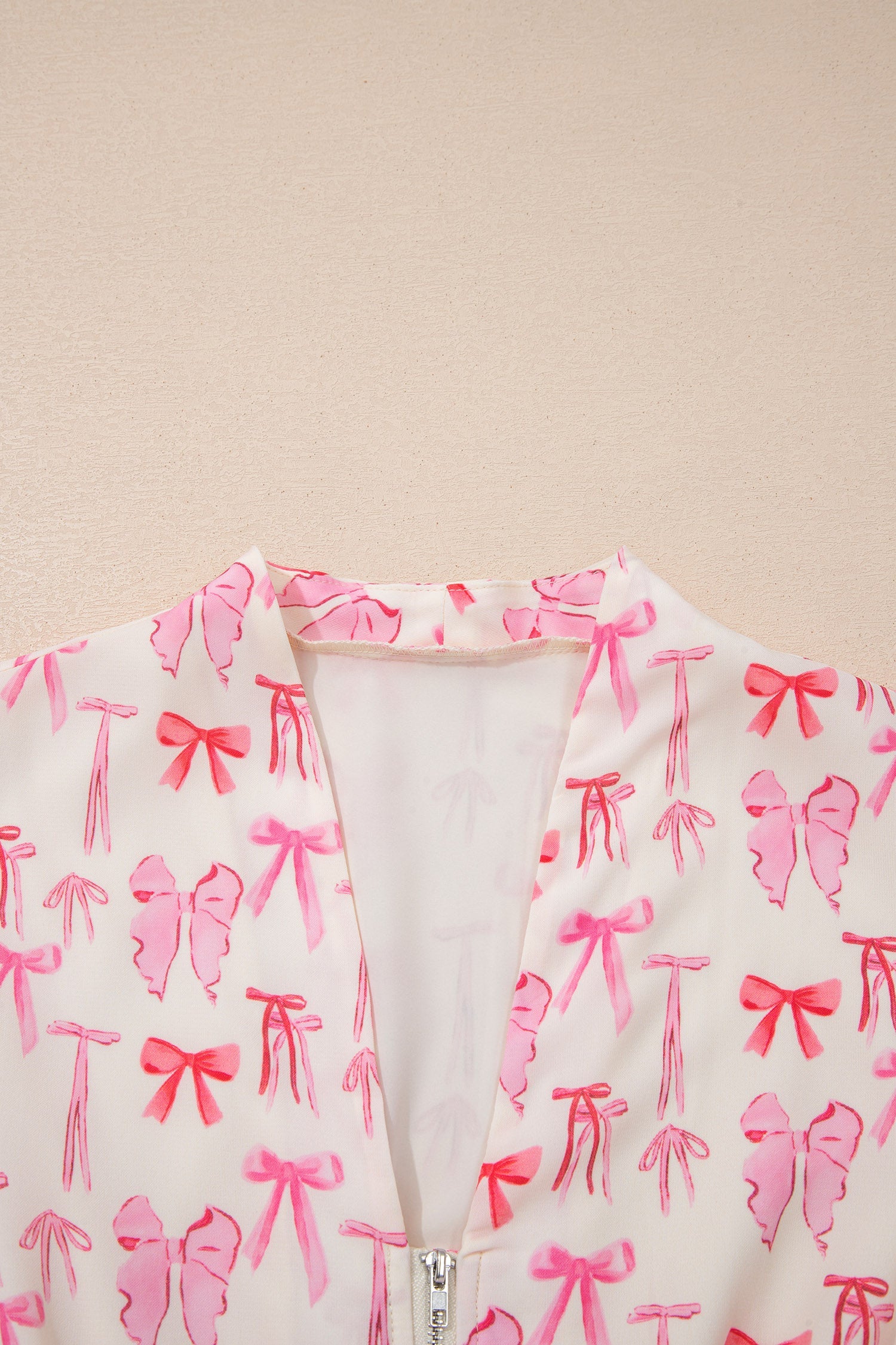 Bow Zip Up Cinched Waist Mini Dress