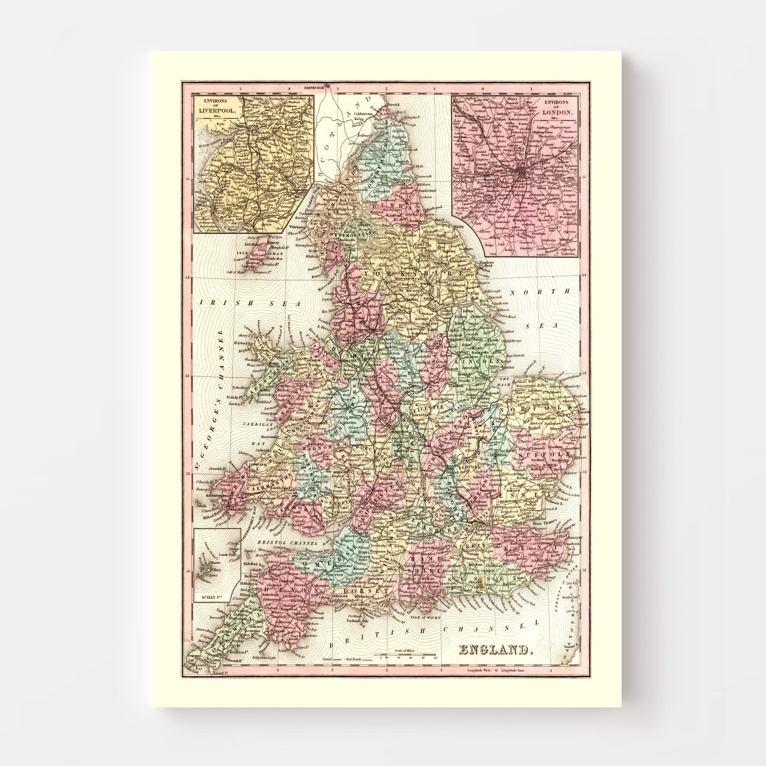 Vintage Map of England 1842