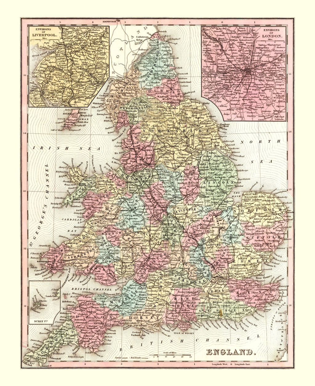 Vintage Map of England 1842