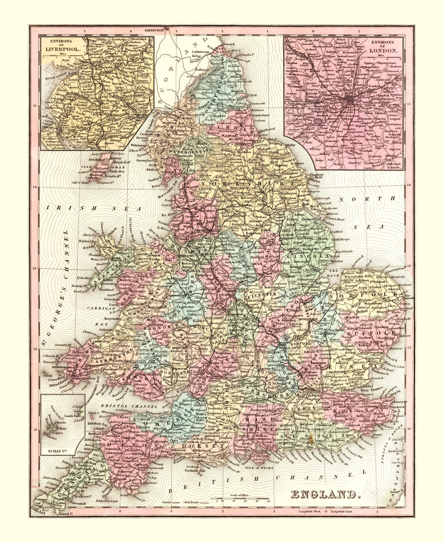 Vintage Map of England 1842