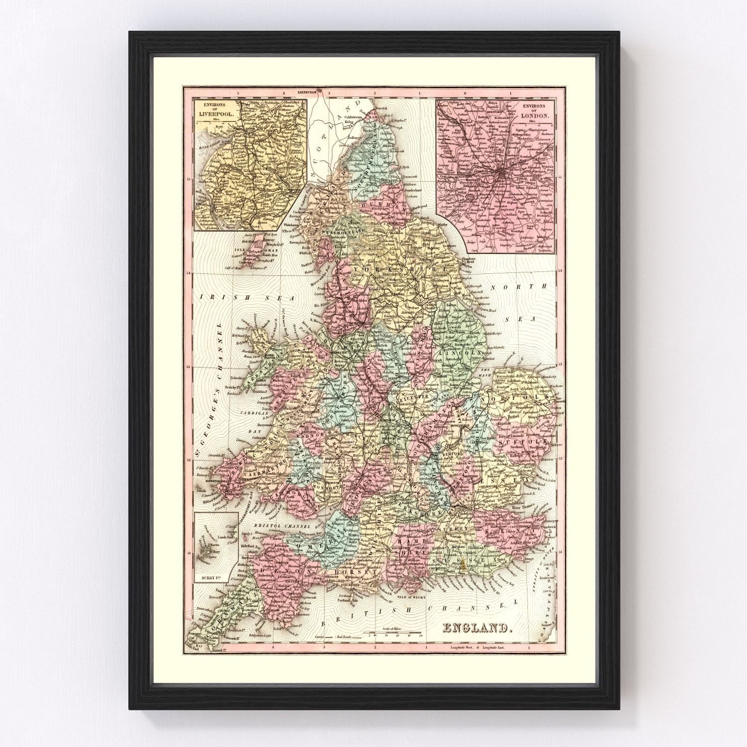 Vintage Map of England 1842