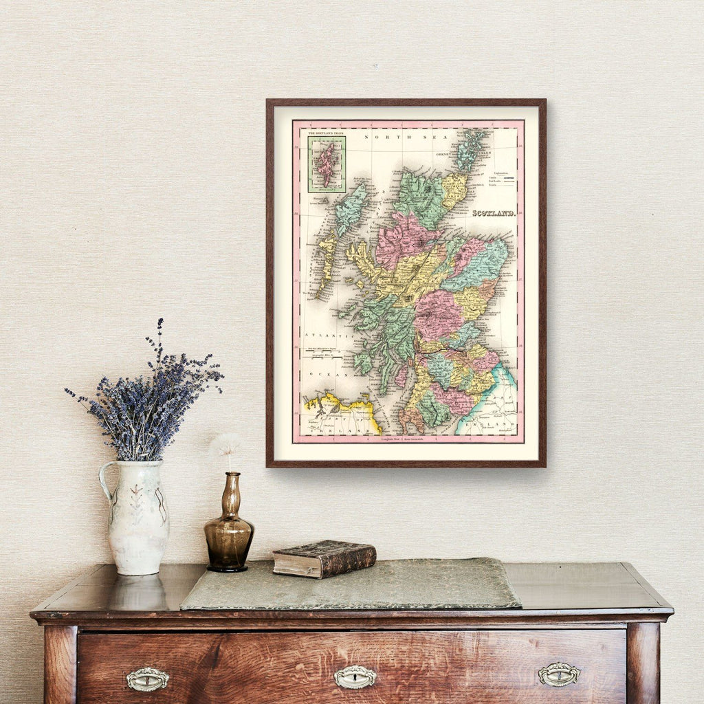 Vintage Map of Scotland 1842