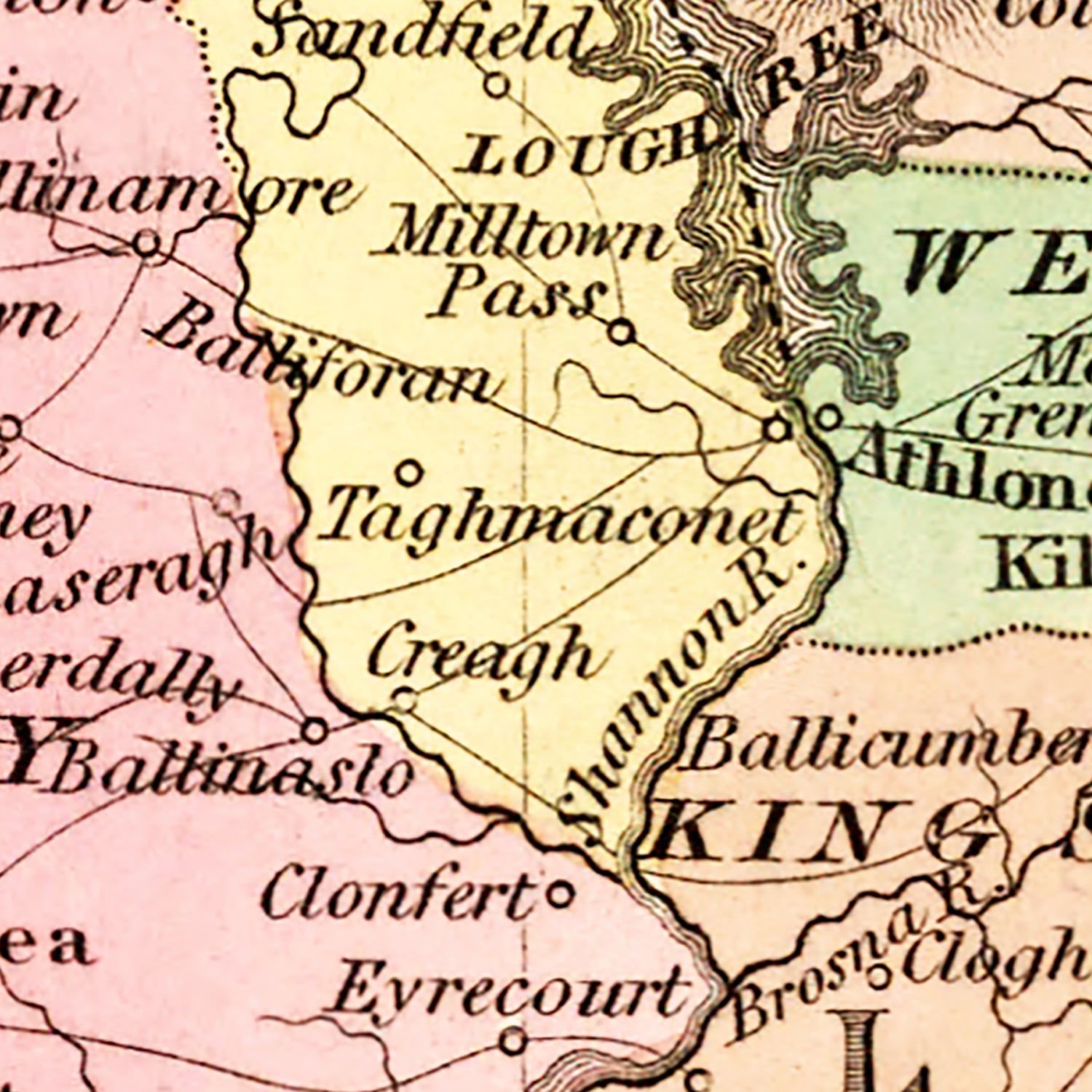 Vintage Map of Ireland 1836