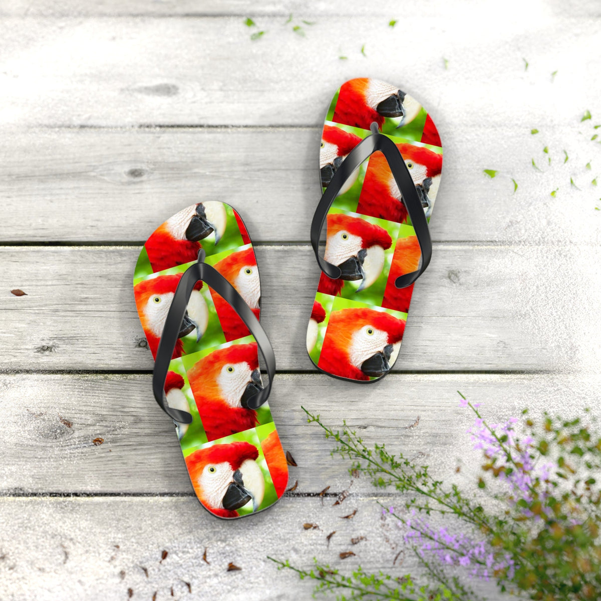 Scarlet Macaw Parrot Flip Flops