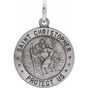 14K White Gold 20 mm St. Christopher Medal
