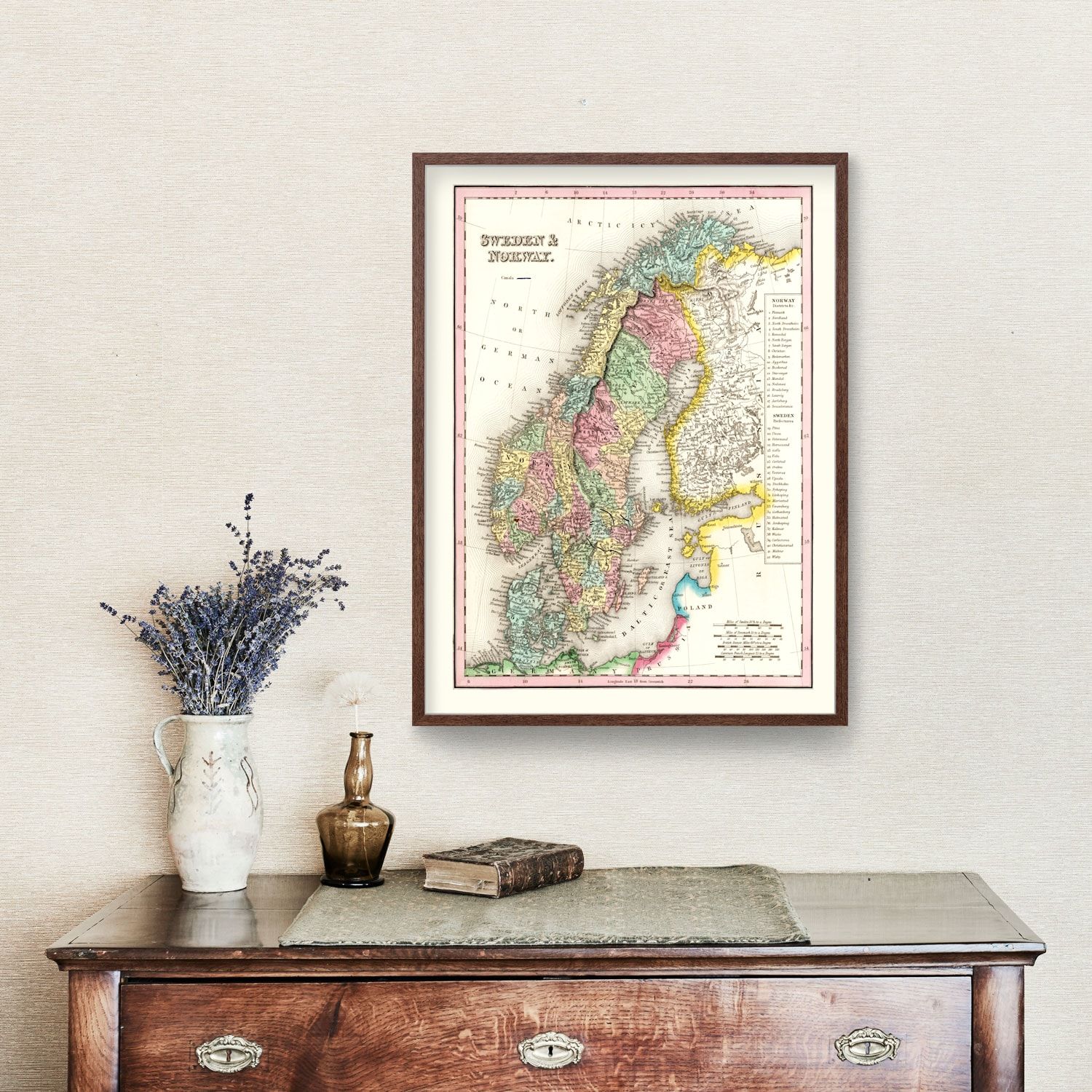 Vintage Map of Sweden & Norway 1836