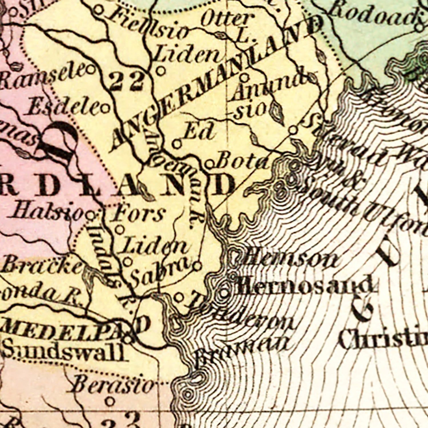 Vintage Map of Sweden & Norway 1836