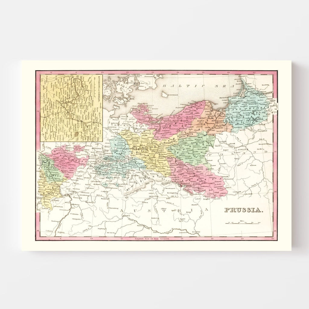 Vintage Map of Prussia 1836
