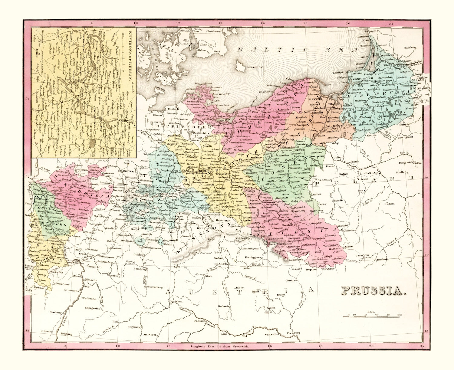 Vintage Map of Prussia 1836