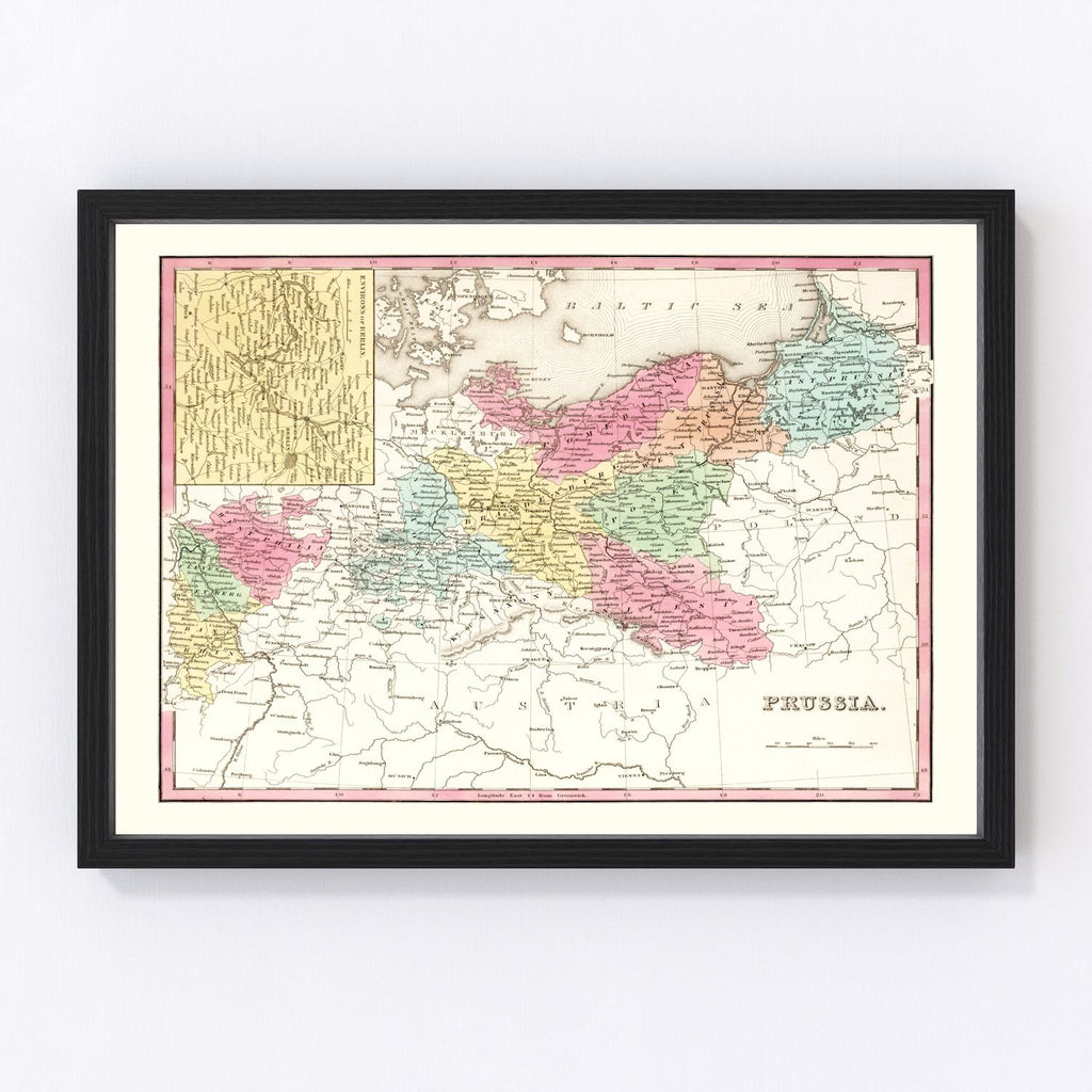 Vintage Map of Prussia 1836
