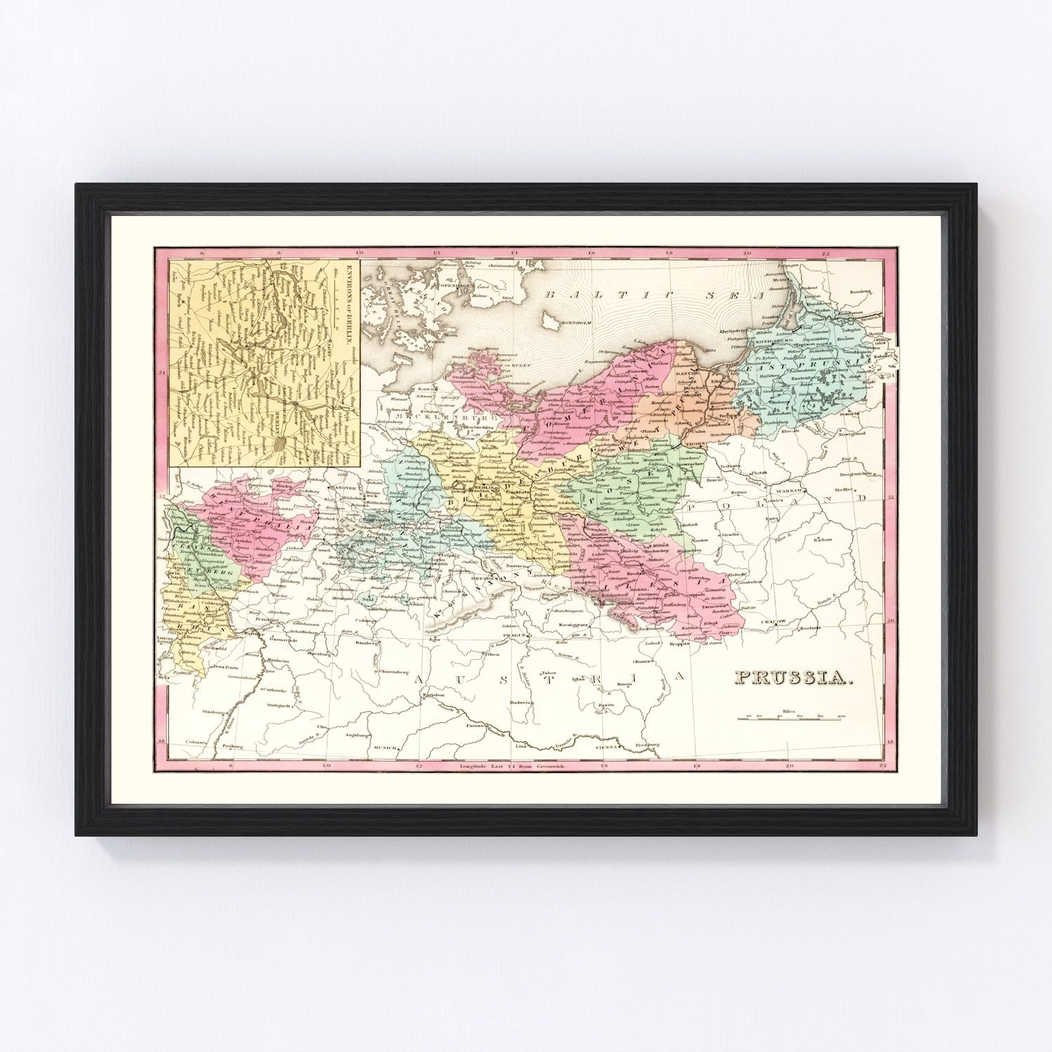 Vintage Map of Prussia 1836