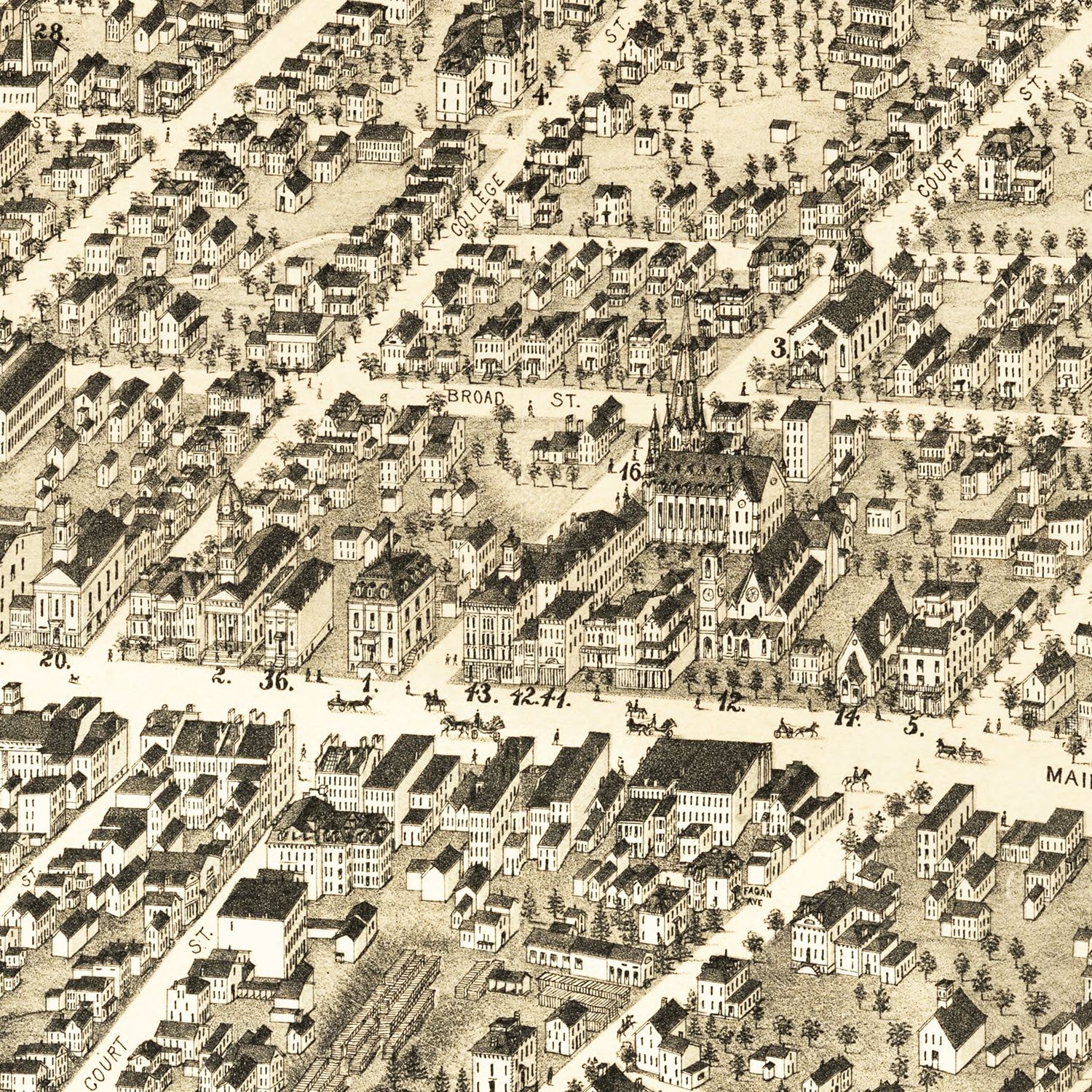 Vintage Map of Middletown, Connecticut 1877