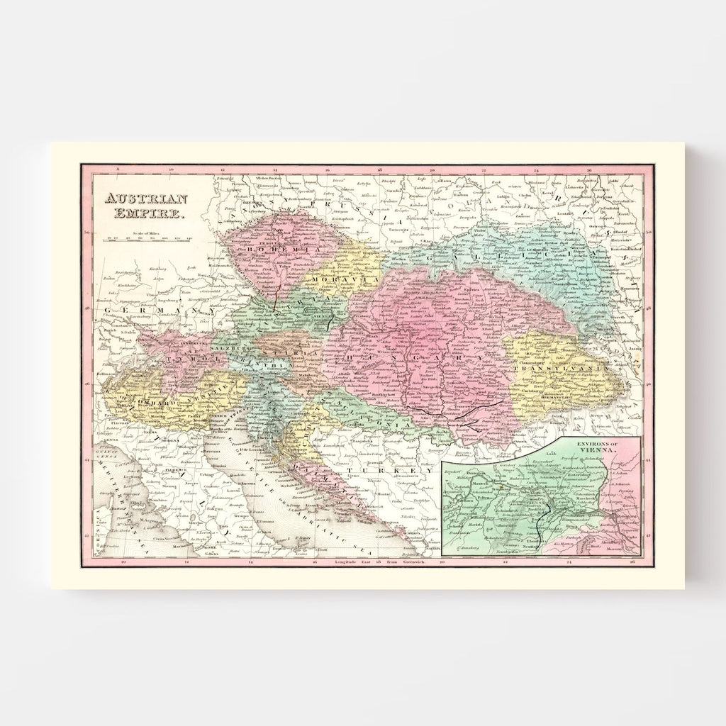 Vintage Map of Austria 1836