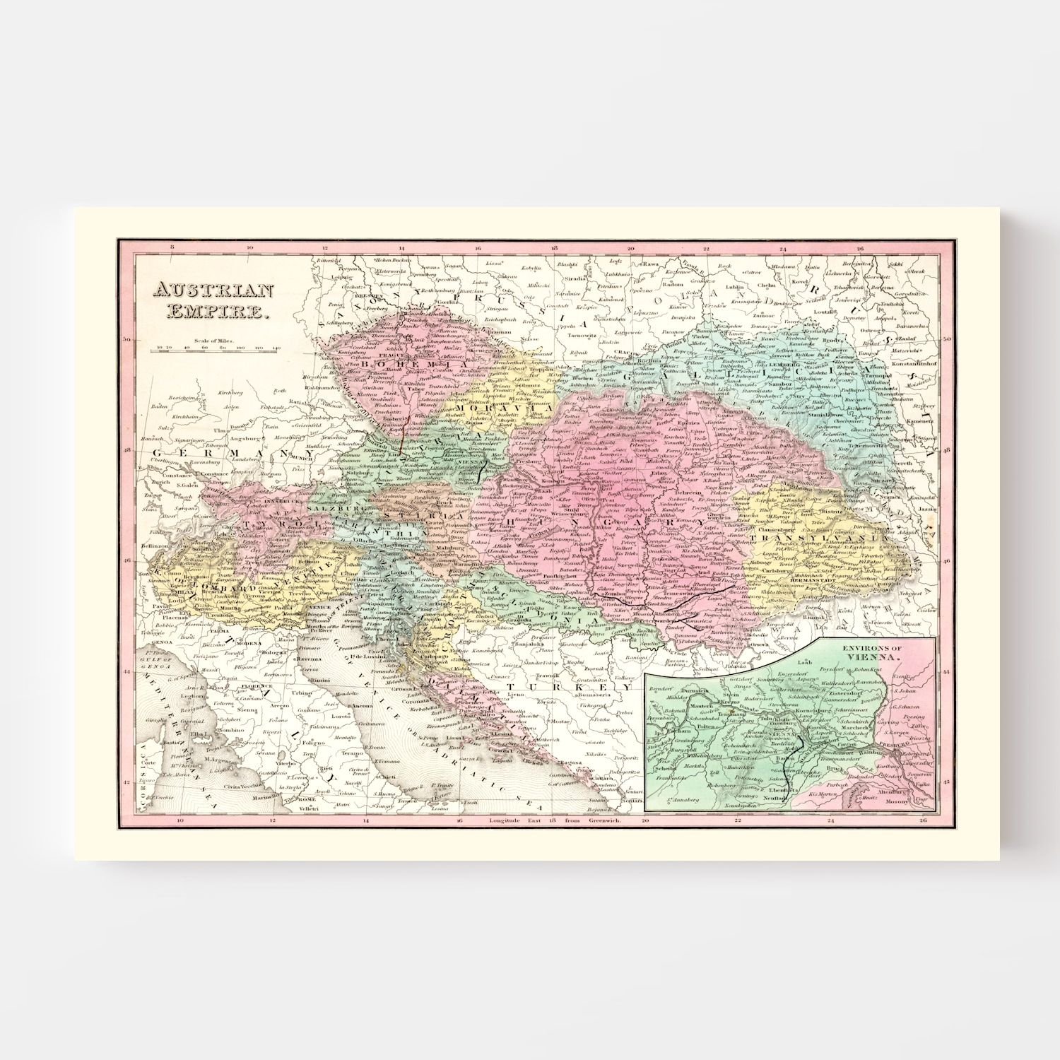 Vintage Map of Austria 1836
