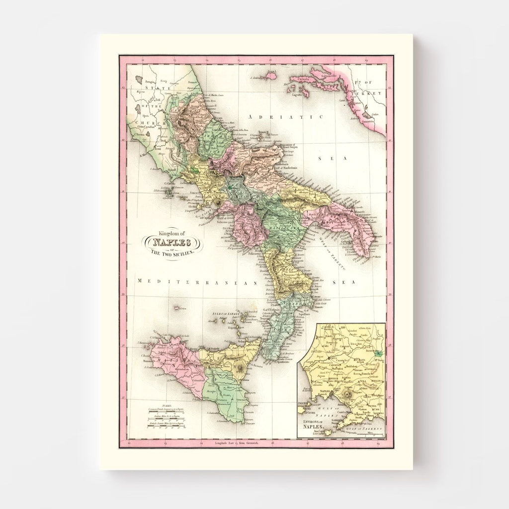 Vintage Map of Italy 1836