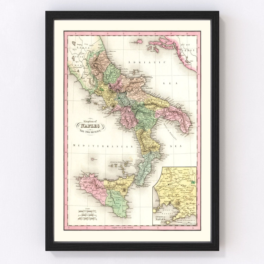 Vintage Map of Italy 1836