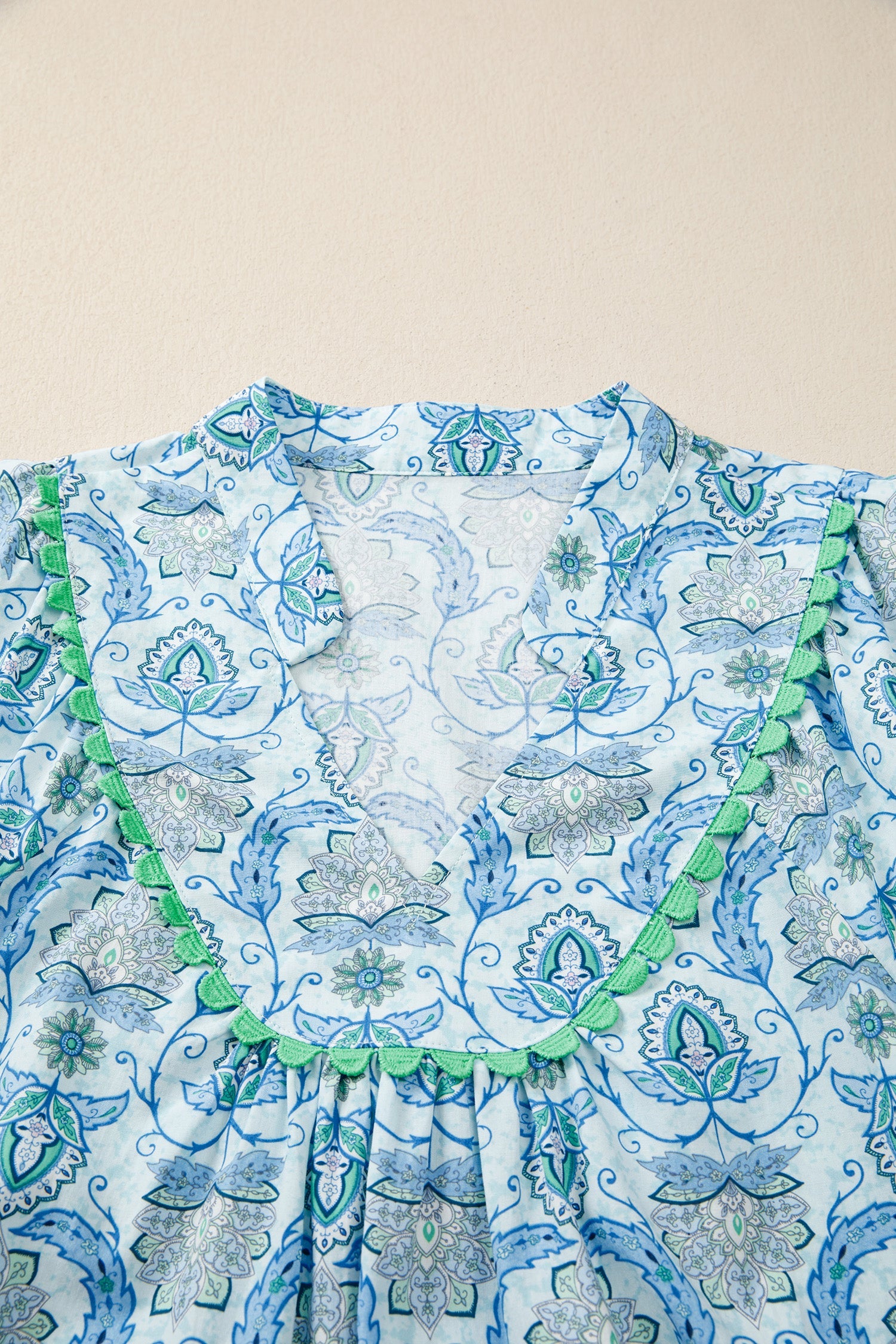 Paisley Patchwork Contrast Bracelet Sleeve Mini Dress