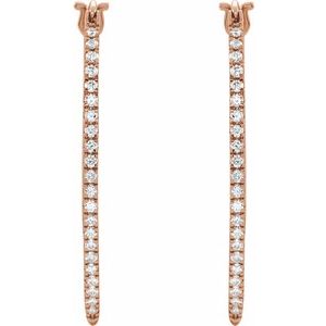 14K Rose Gold 1/2 CTW Natural Diamond Hoop Earrings – image 2