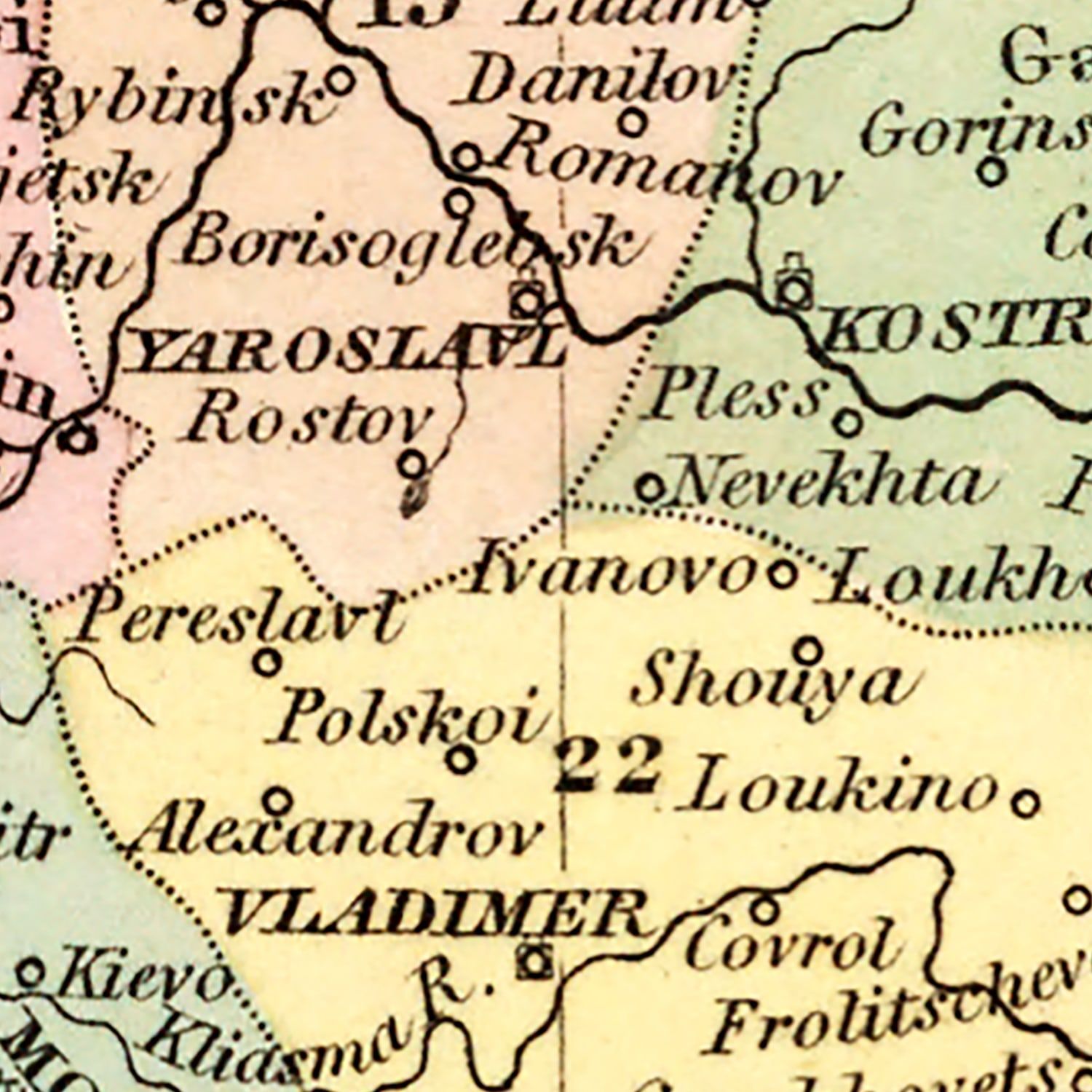 Vintage Map of Russia (in Europe) 1842