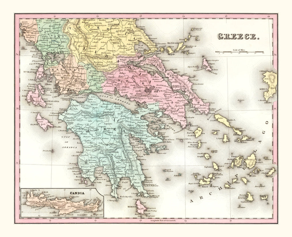 Vintage Map of Greece 1842