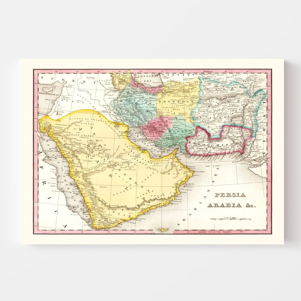 Vintage Map of Persia & Arabia 1836