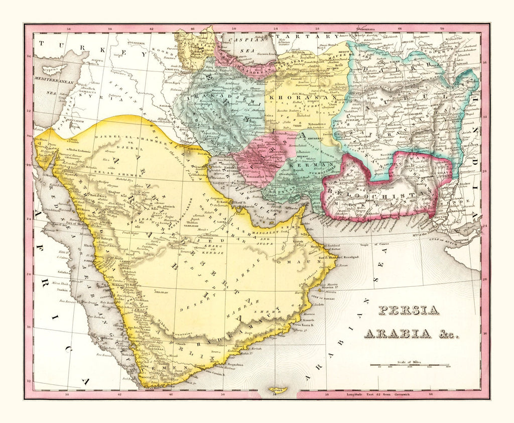 Vintage Map of Persia & Arabia 1836