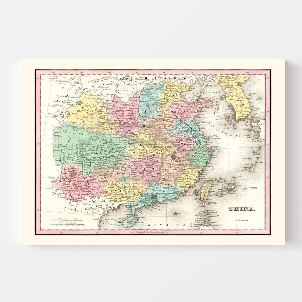 Vintage Map of China 1836