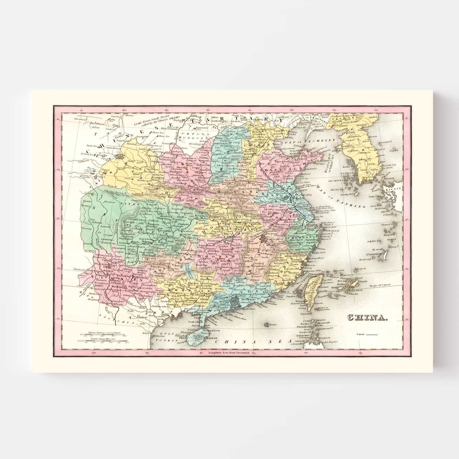 Vintage Map of China 1836