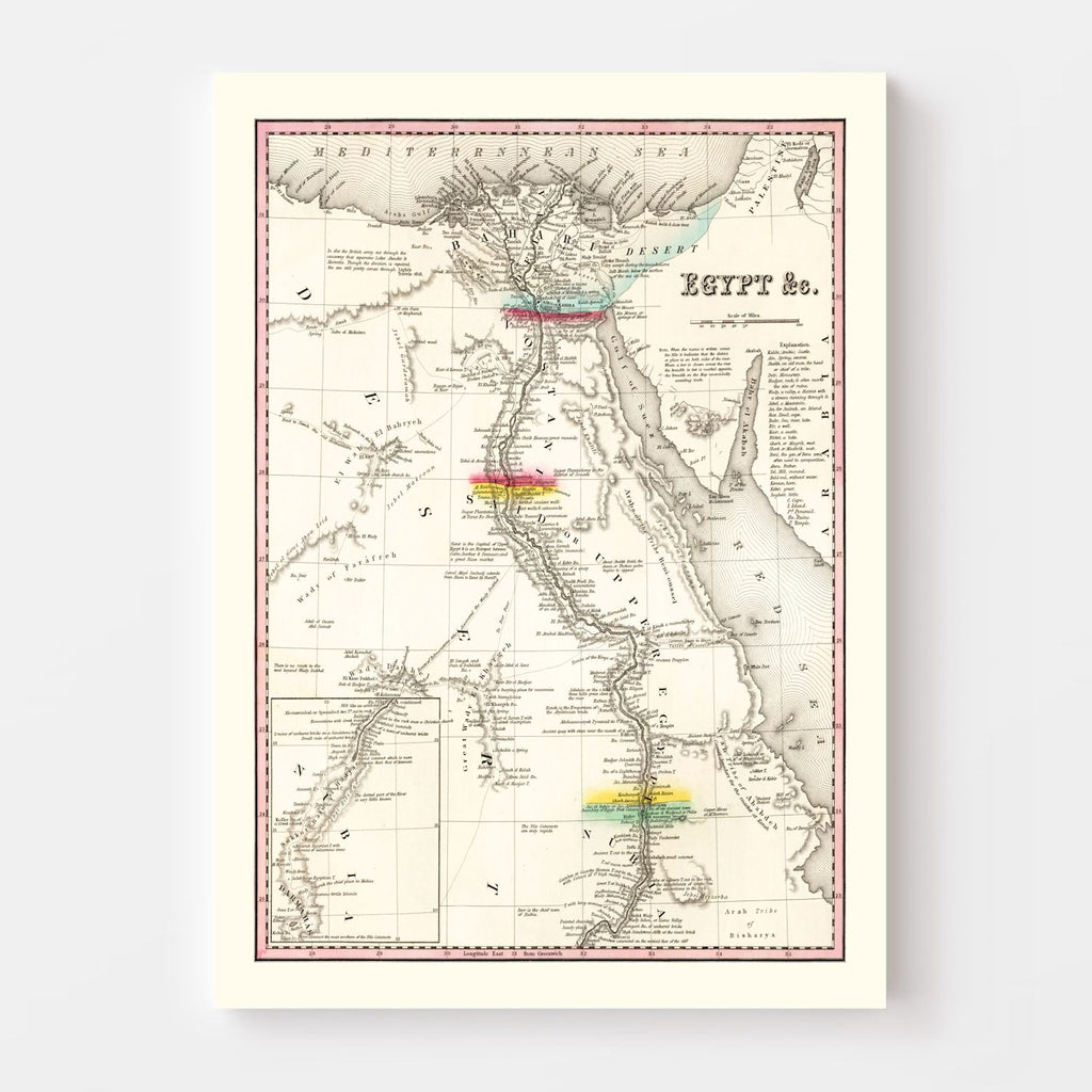 Vintage Map of Egypt 1836