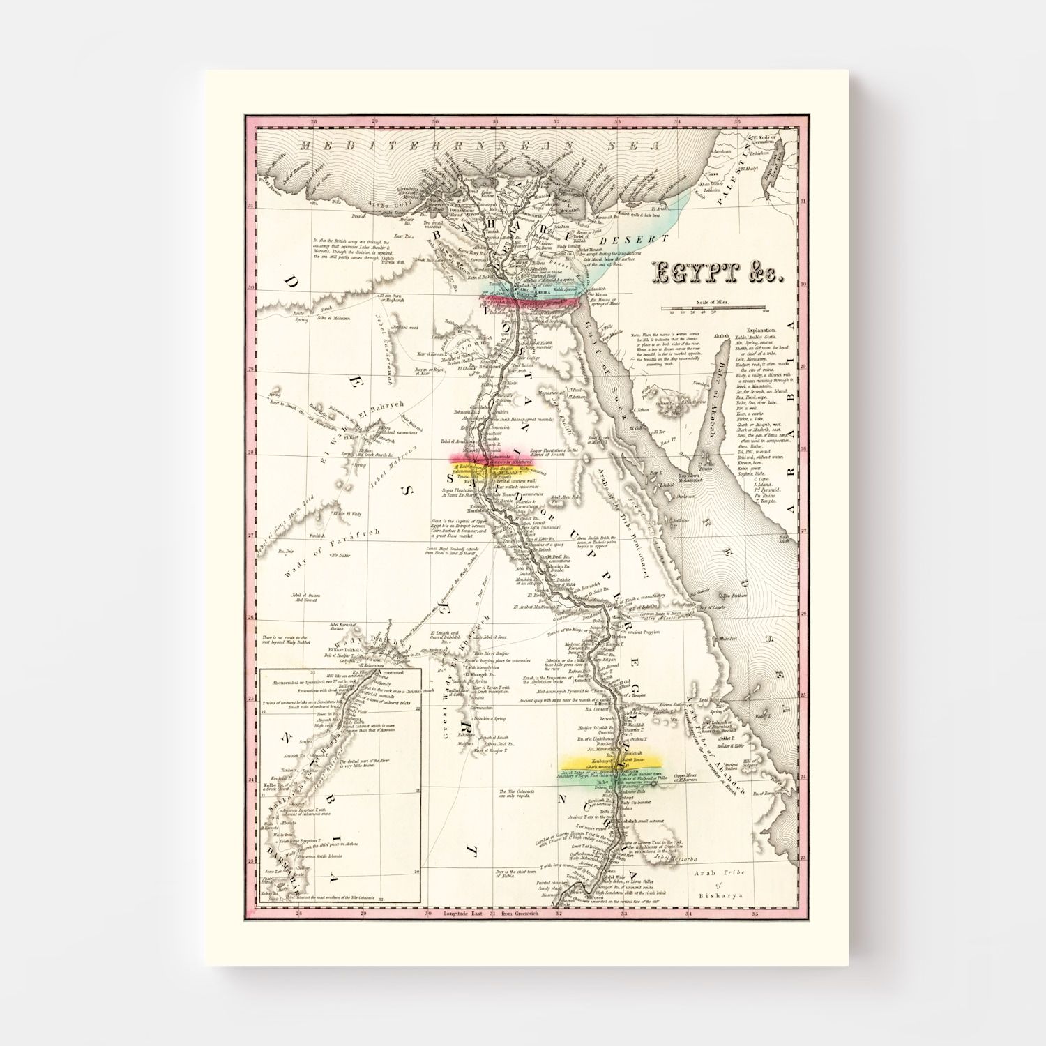 Vintage Map of Egypt 1836
