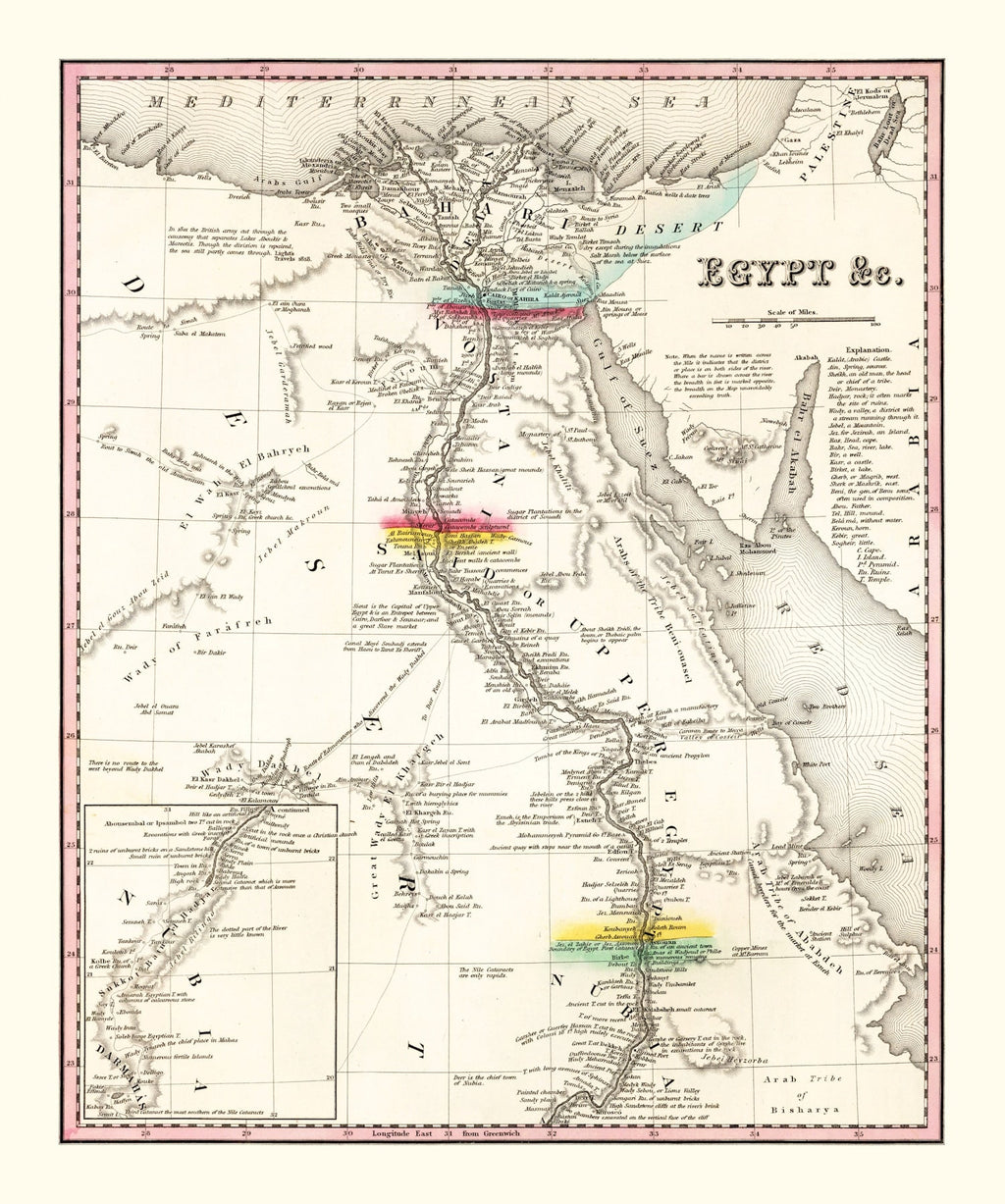 Vintage Map of Egypt 1836