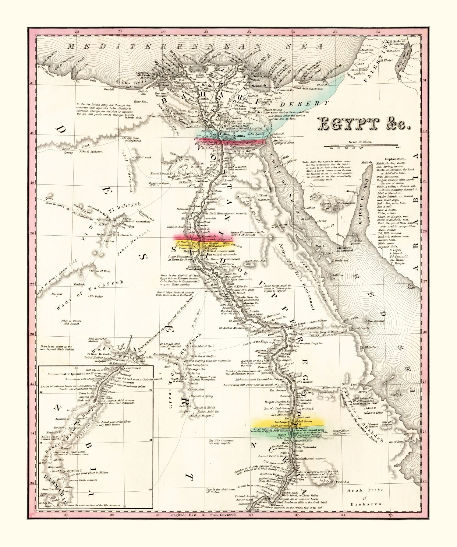 Vintage Map of Egypt 1836