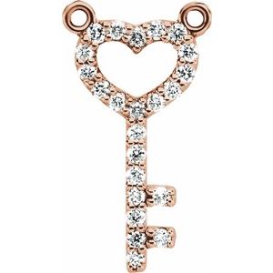 10K Rose Gold Key Necklace Center