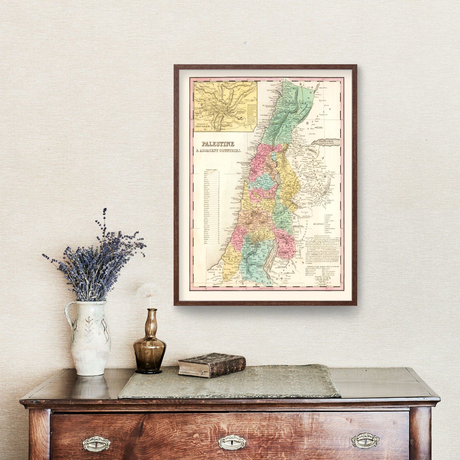 Vintage Map of Palestine 1836
