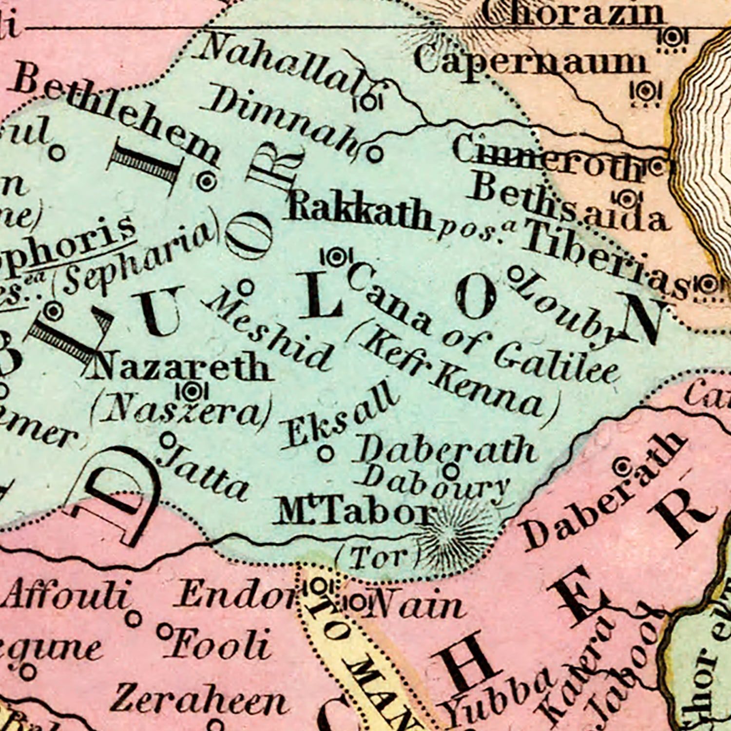 Vintage Map of Palestine 1836