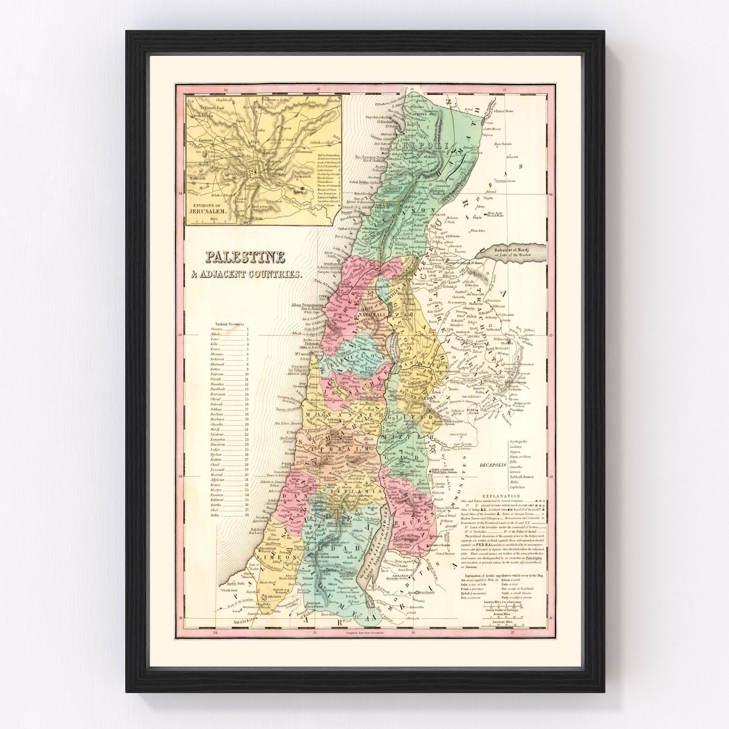 Vintage Map of Palestine 1836