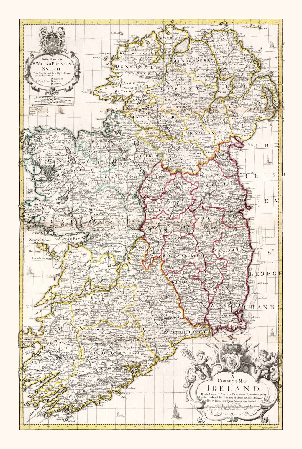 Vintage Map of Ireland 1714