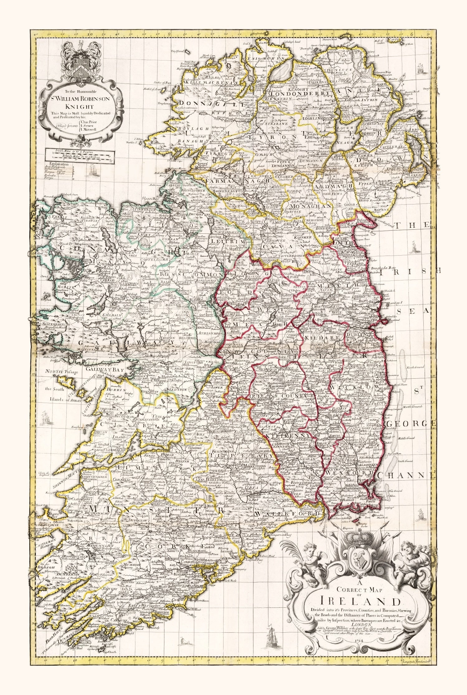 Vintage Map of Ireland 1714
