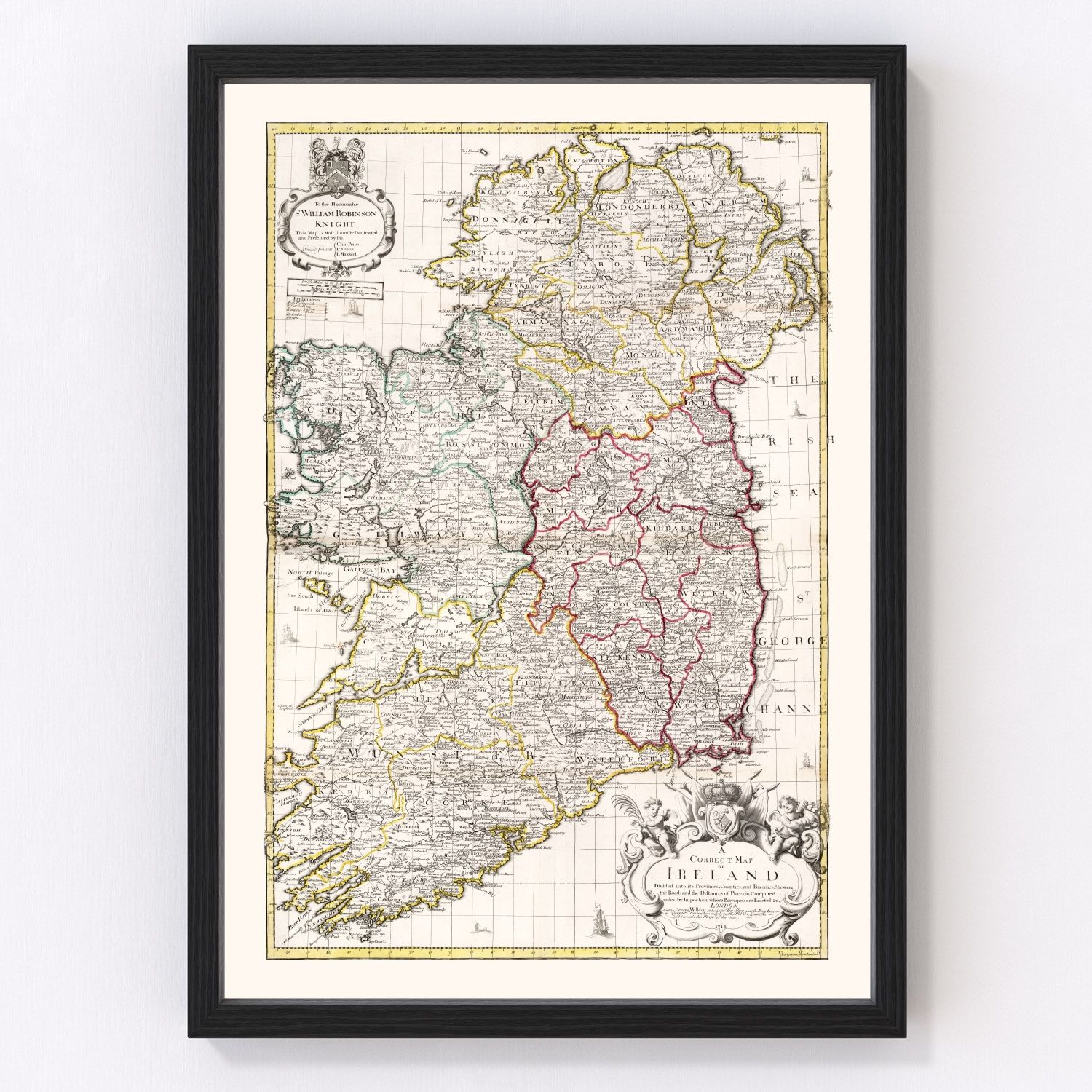 Vintage Map of Ireland 1714