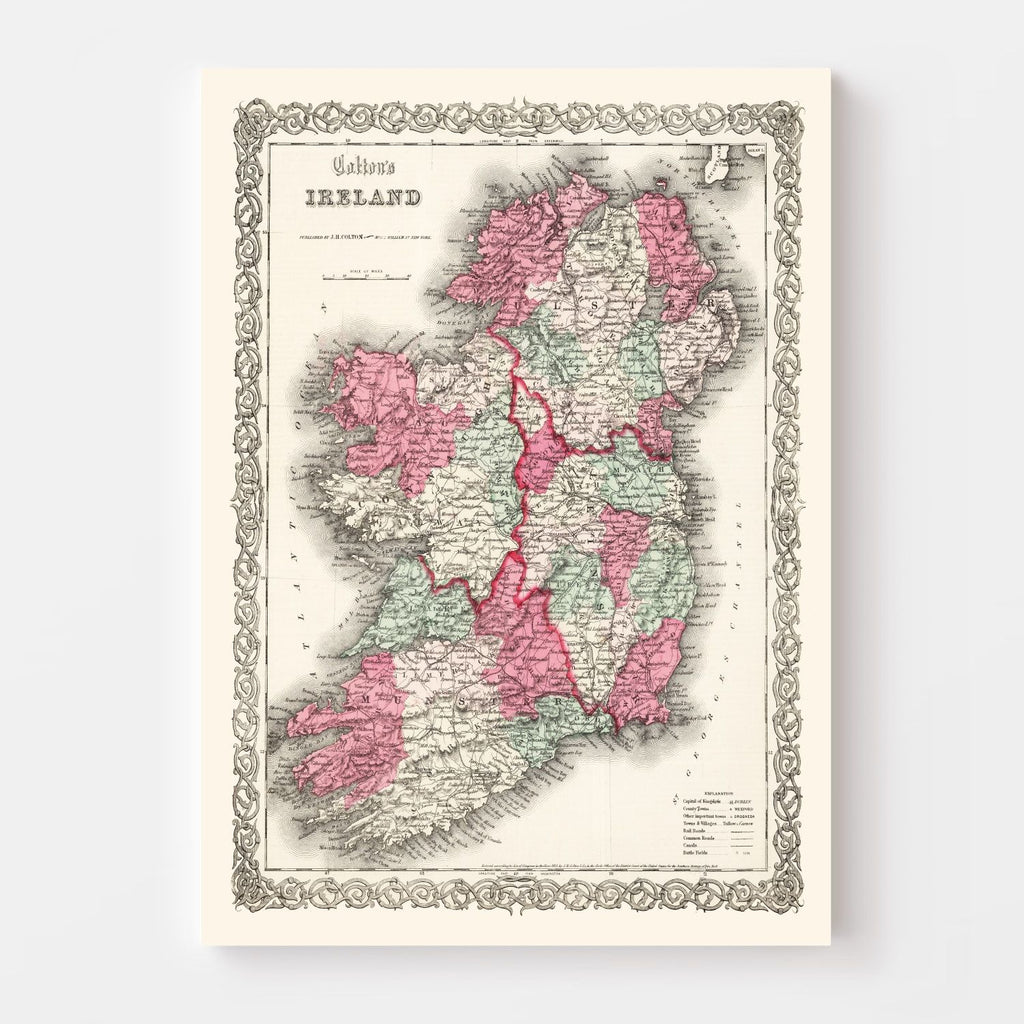 Vintage Map of Ireland 1865