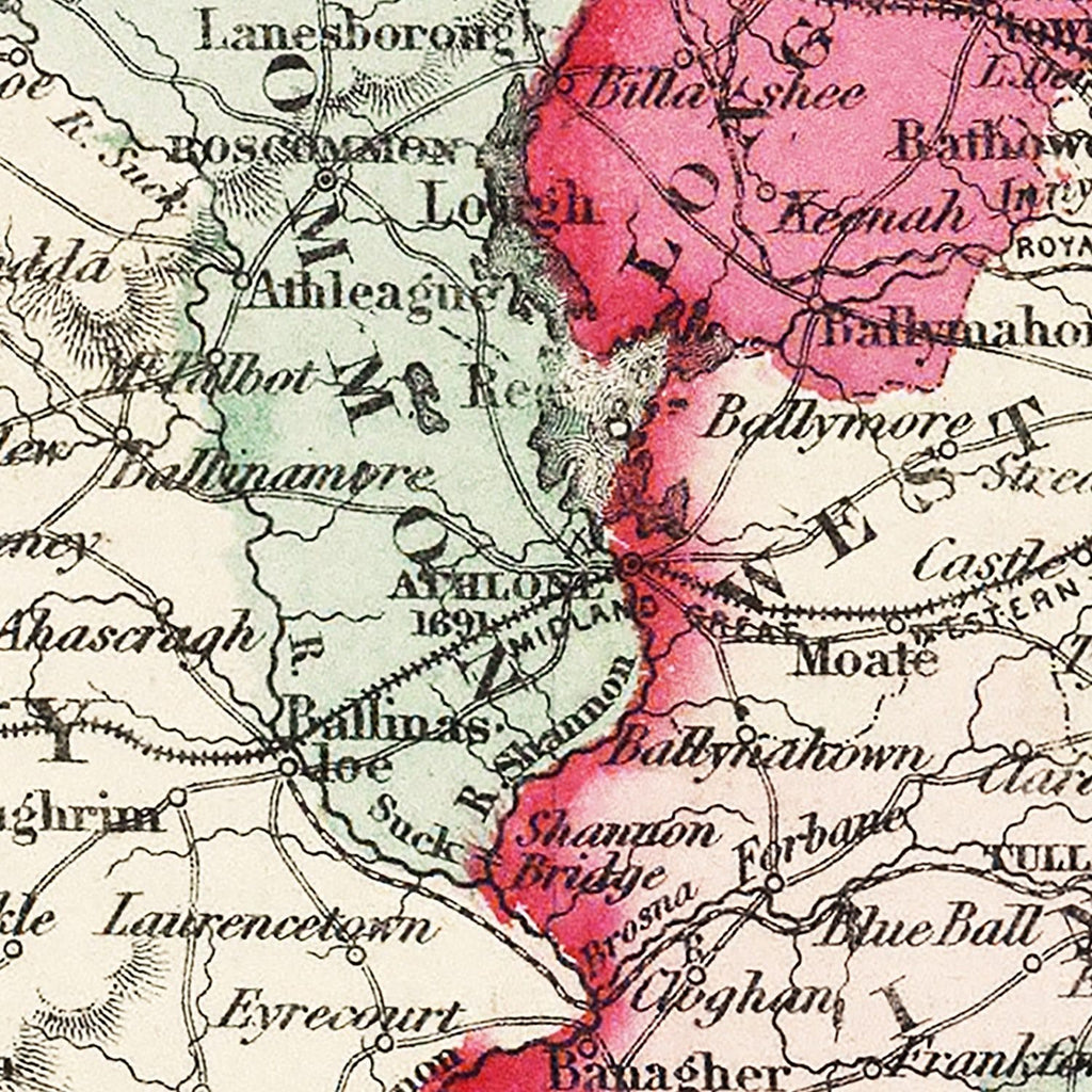 Vintage Map of Ireland 1865