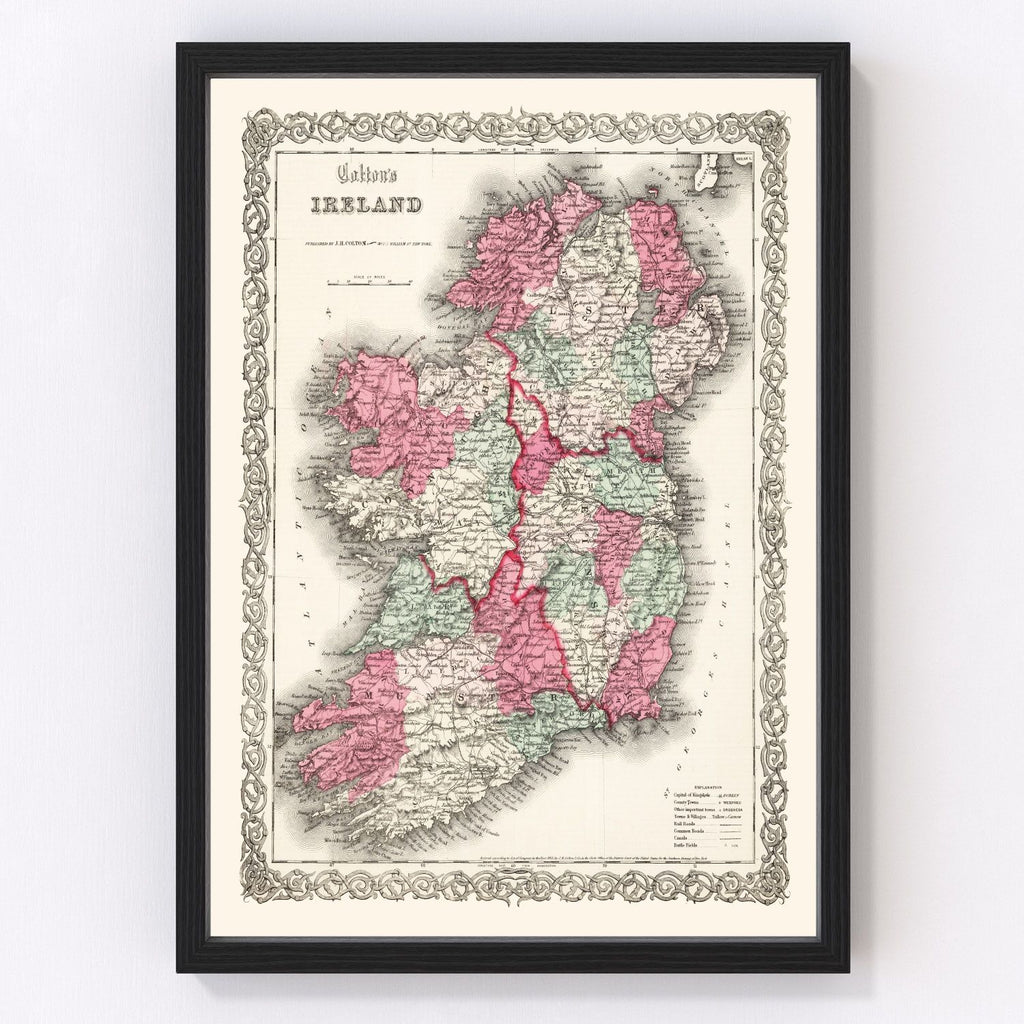 Vintage Map of Ireland 1865
