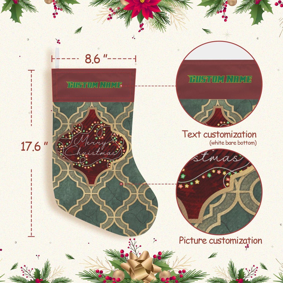 Personalizable Christmas Arabesque Tile Christmas Stocking (Made in USA)