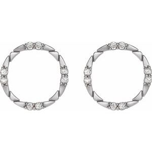 Sterling Silver 1/5 CTW Natural Diamond Geometric Earrings – image 2