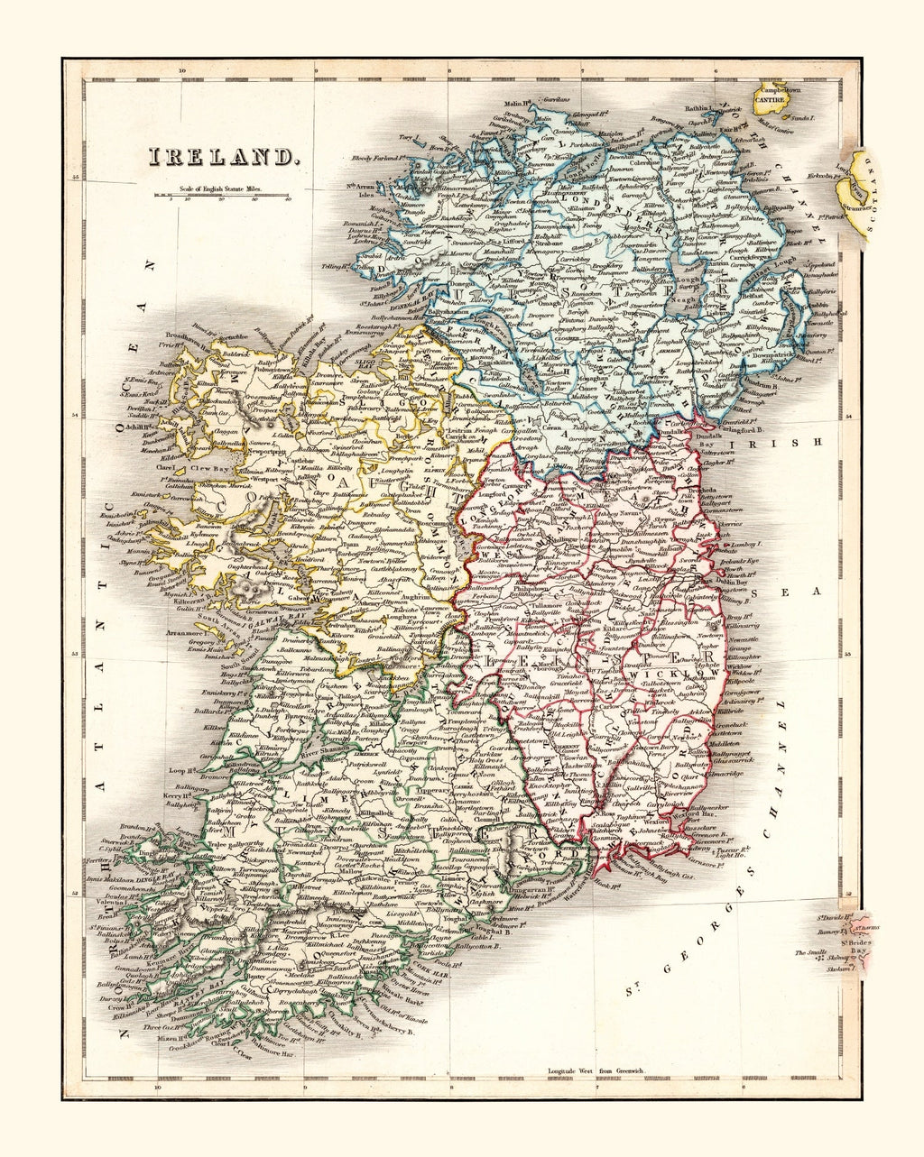 Vintage Map of Ireland 1832
